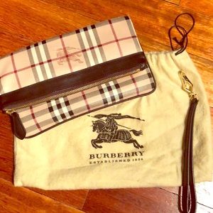 Burberry Haymarket Checking Fold Over Wristlet